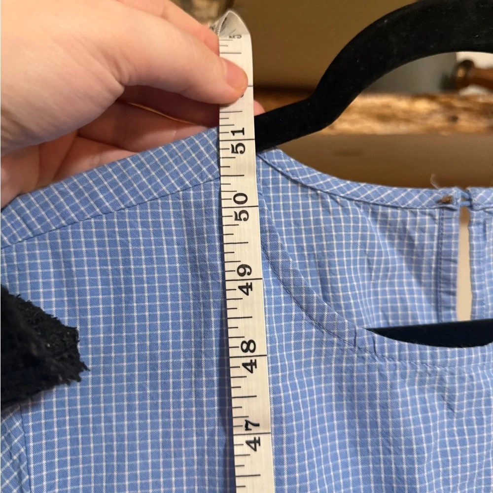NWOT ICHI Light Blue Gingham Midi Dress with Smocked Waist - Picture 7 of 8